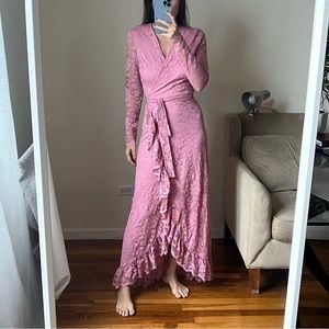 ganni flynn lace sea pink maxi dress size 38 6 C9